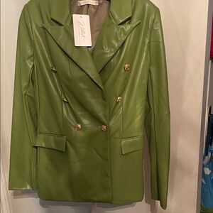 Elegant Olive Double-Breasted Blazer